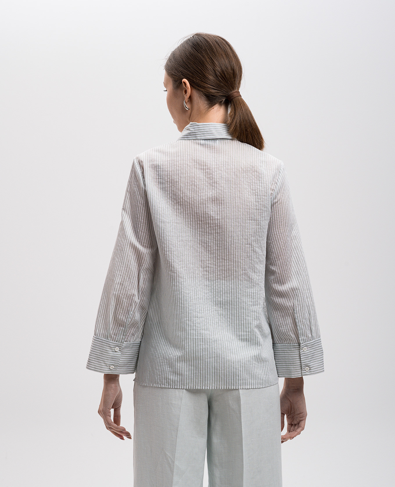 

White blouse with striped silk Peserico