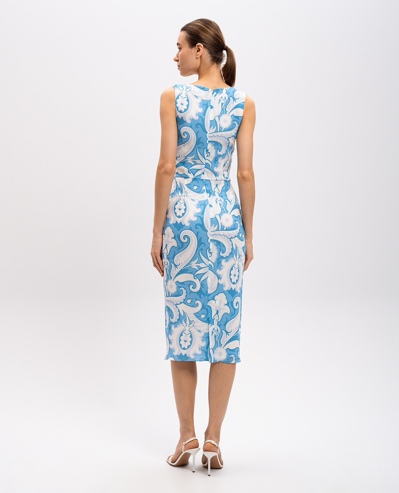 

Blue floral print midi dress Etro, Light blue