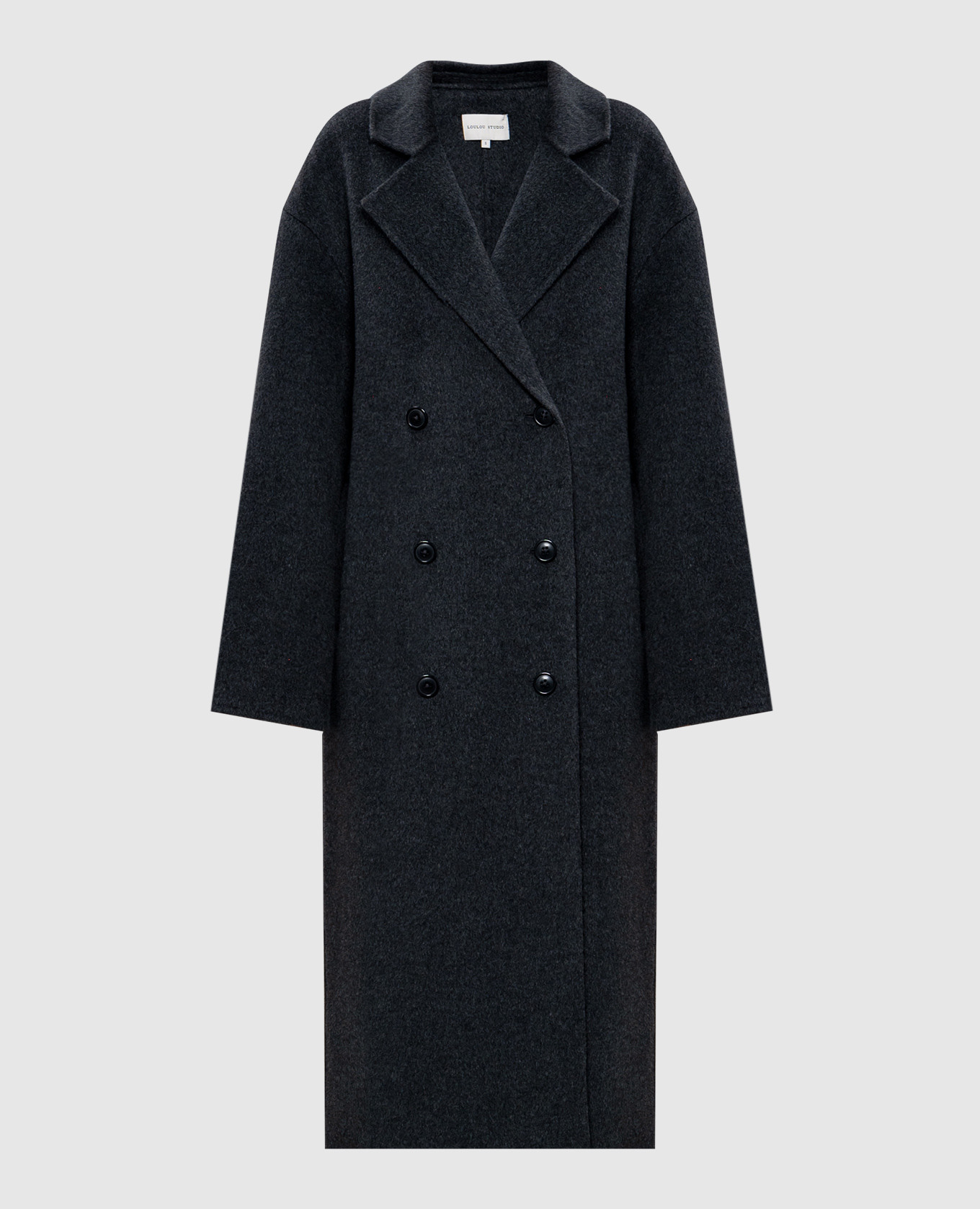 Borneo gray wool and cashmere double-breasted coat lou lou studio
