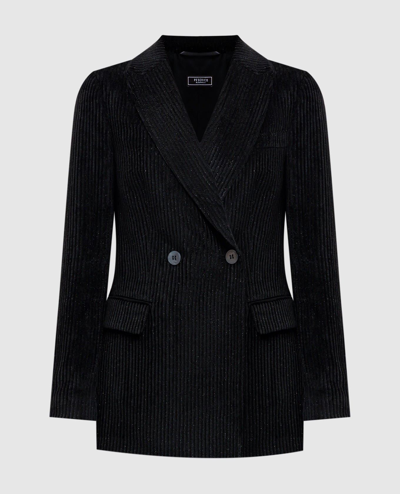 Schwarze zweireihige Cordjacke