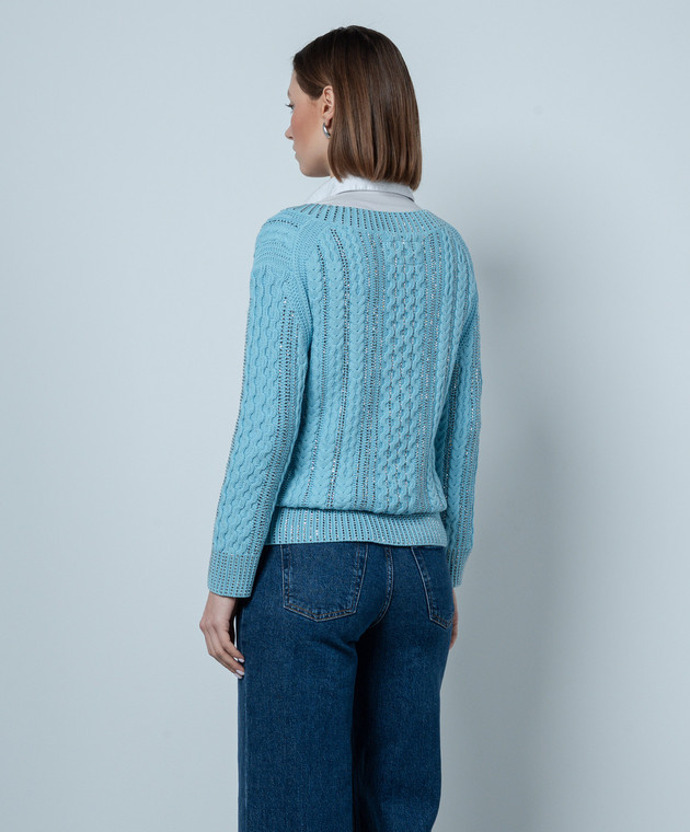 Ermanno Scervino - Blue pullover with a textured pattern with