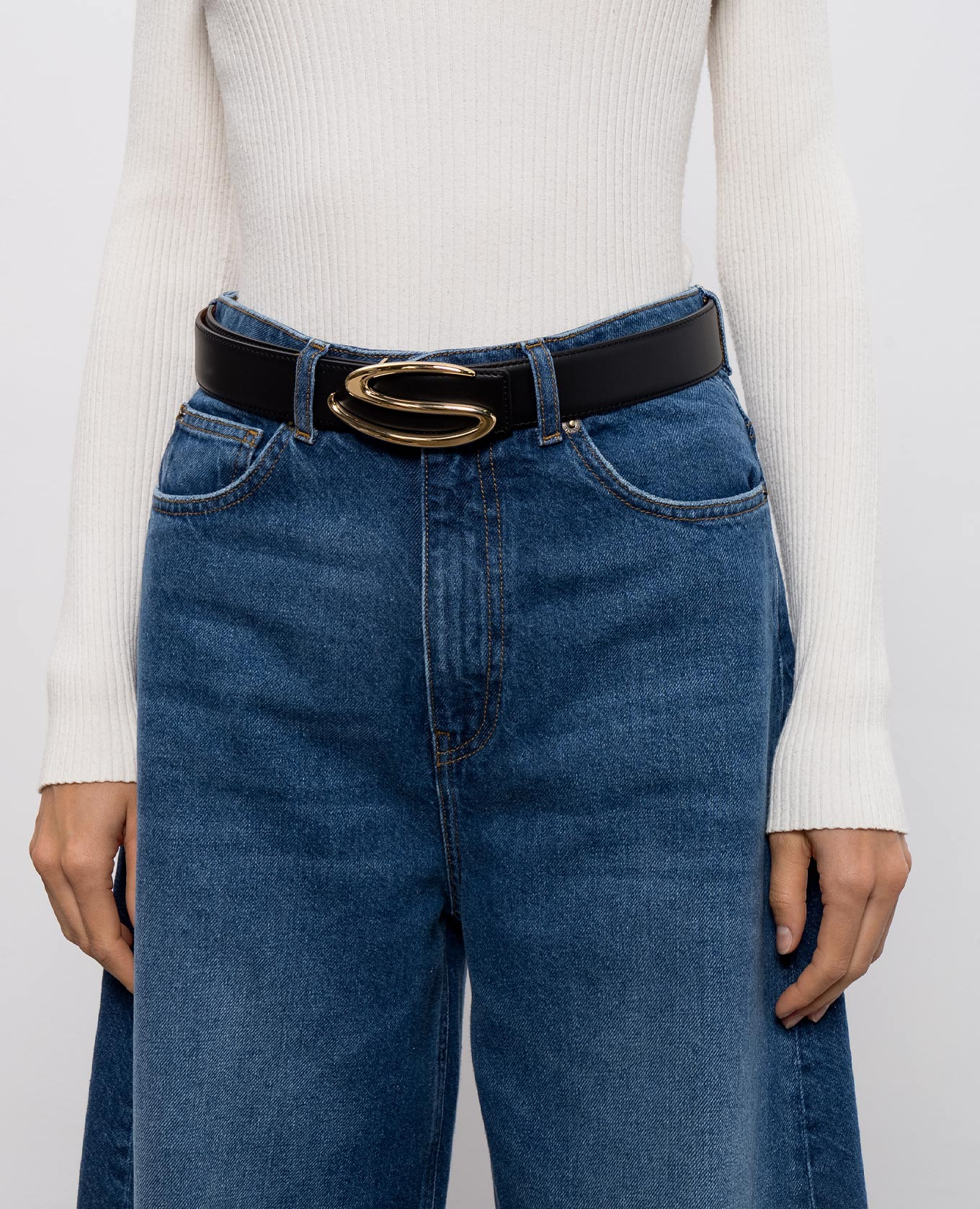 

Black leather belt with monogram logo Santoni