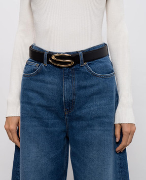 Santoni Black leather belt with monogram logo CW35VC907ASTAFRYFM35