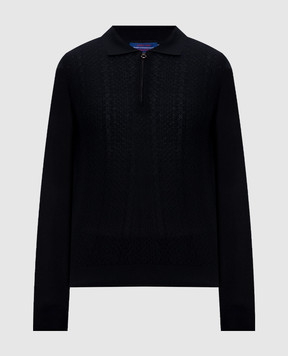 Stefano Ricci Black cashmere polo shirt with pattern W505028P30W25307
