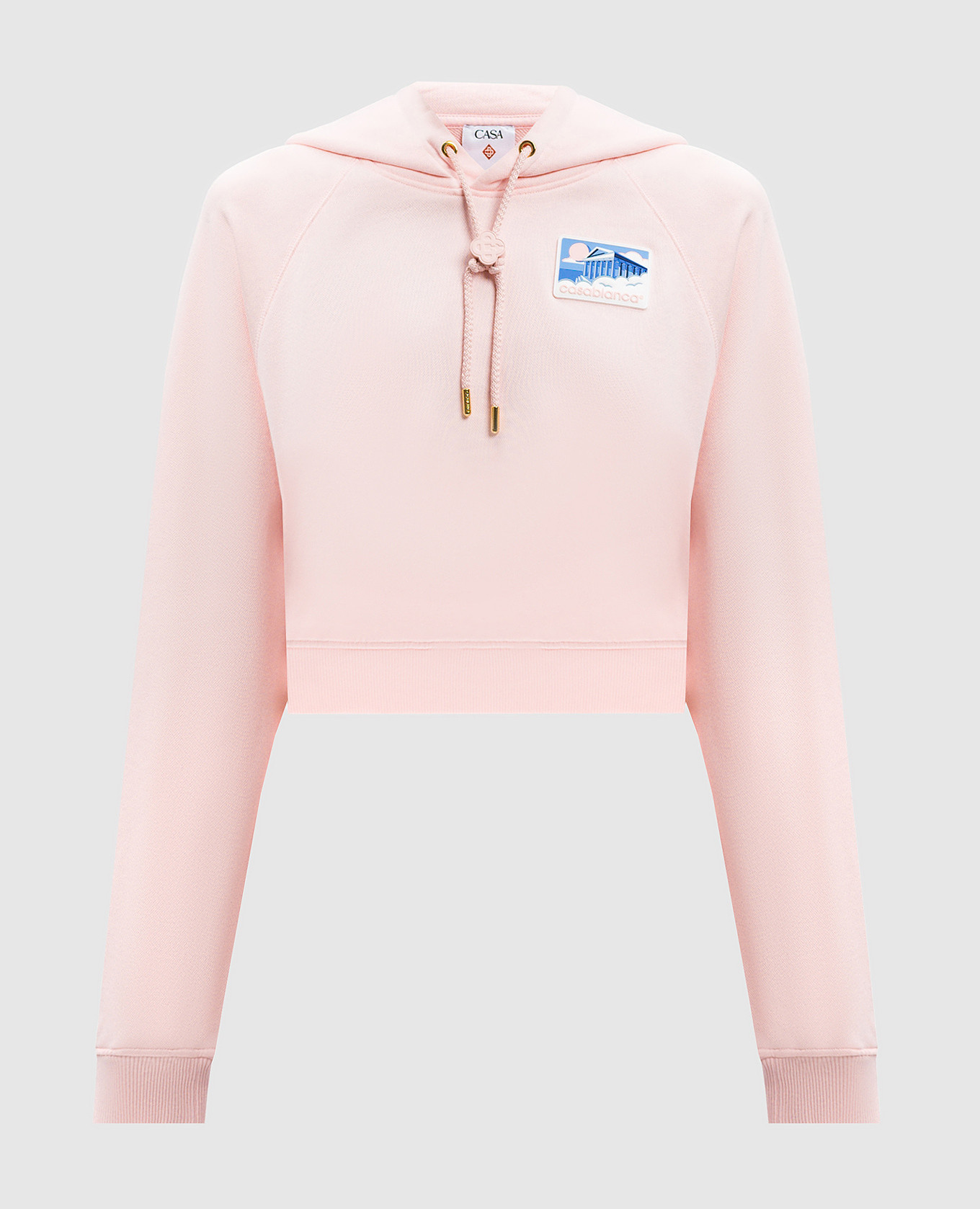 

Pink cropped hoodie with Greek Temple patch Casablanca