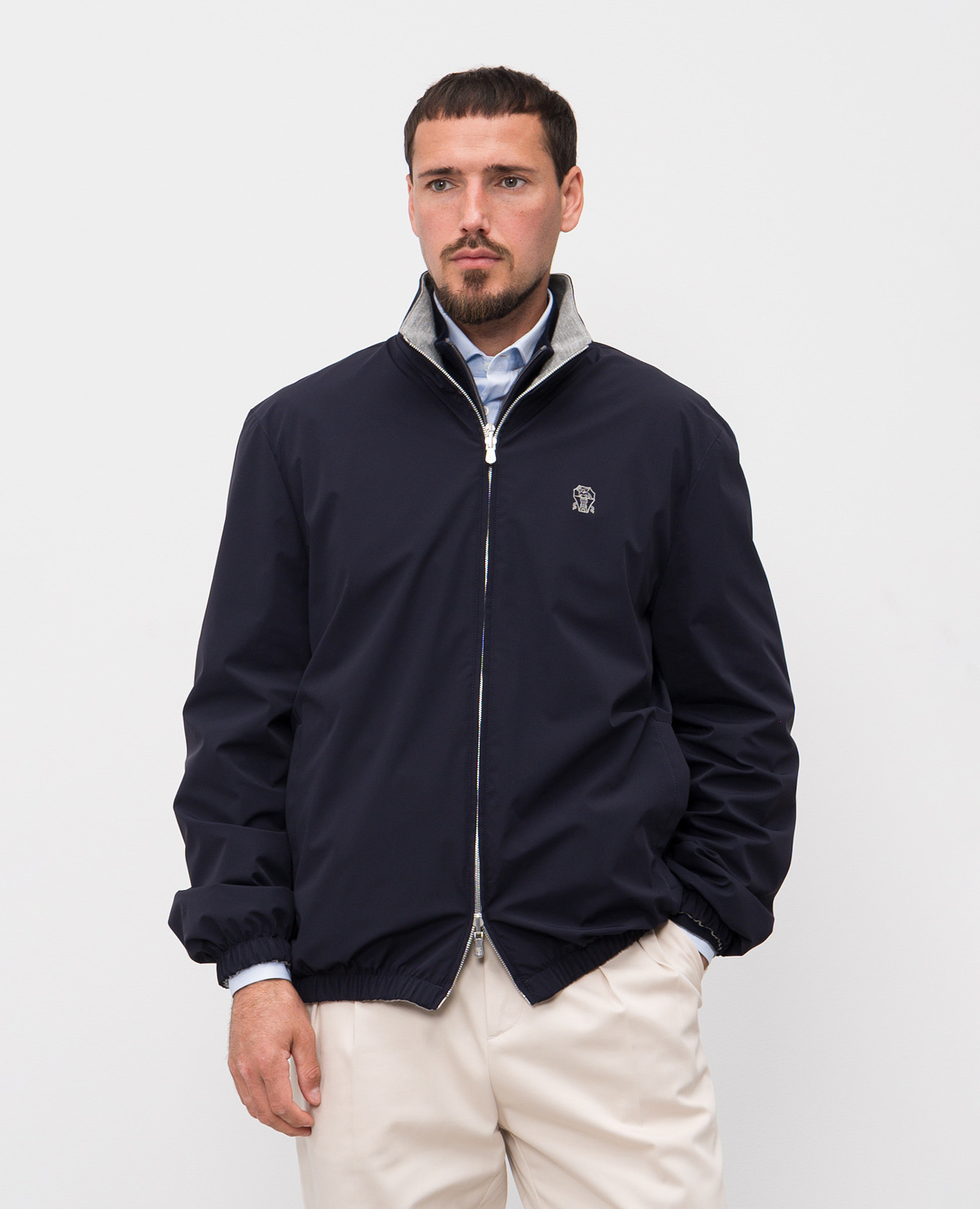 

Reversible jacket with silk and cashmere Brunello Cucinelli, White
