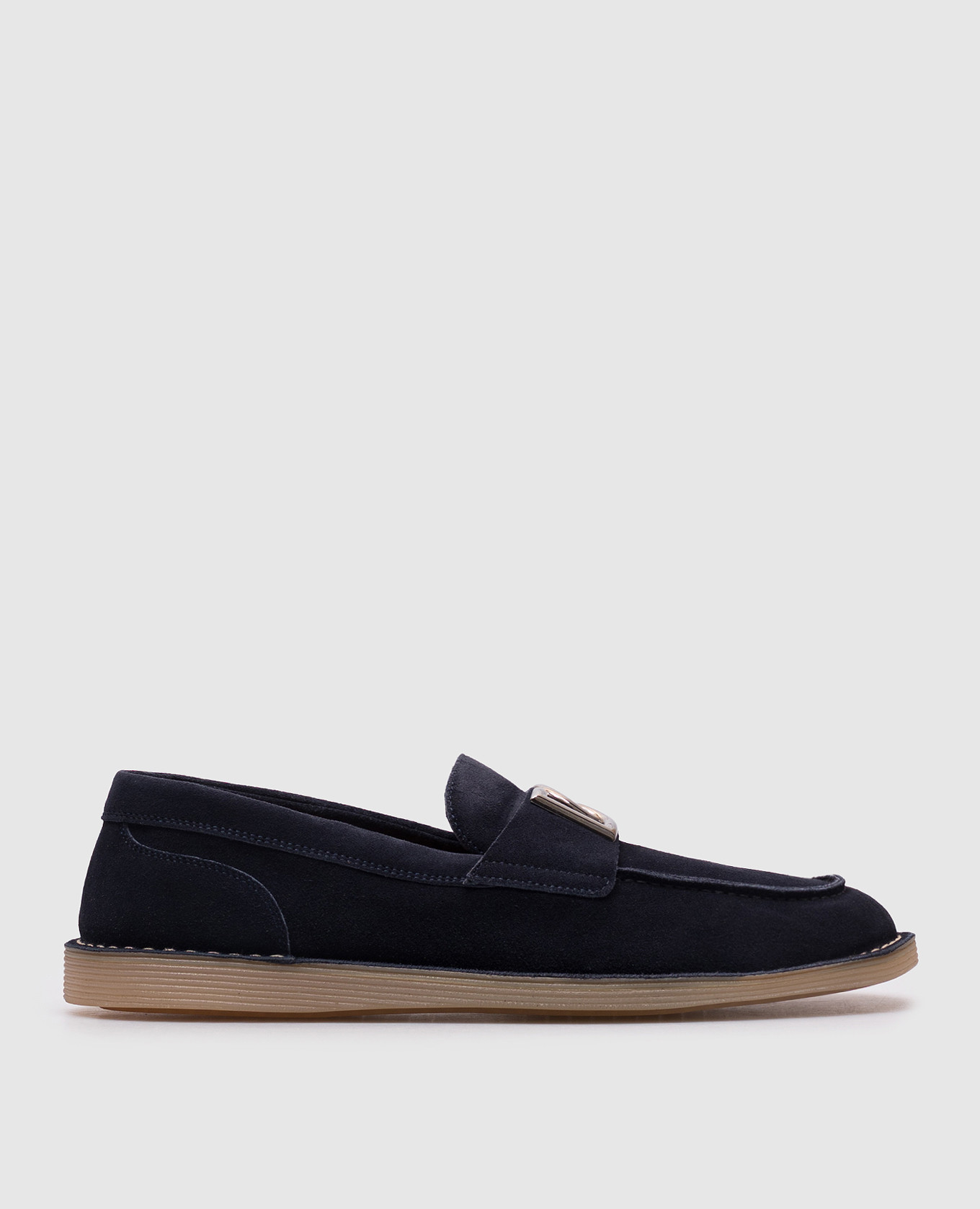 Blue suede loafers with monogram logo Dolce&Gabbana