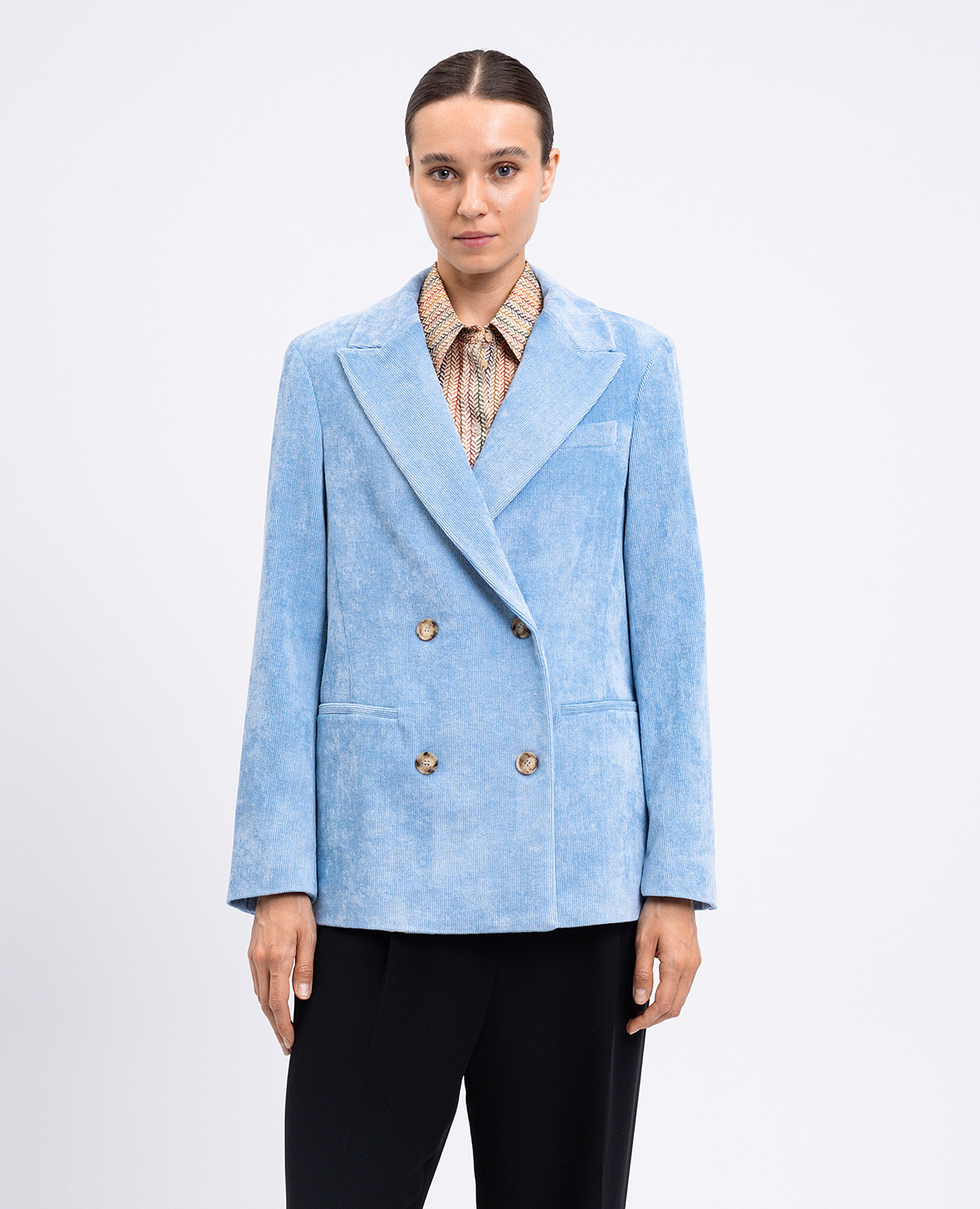 

Rosemary blue corduroy double-breasted jacket Momoni, Light blue