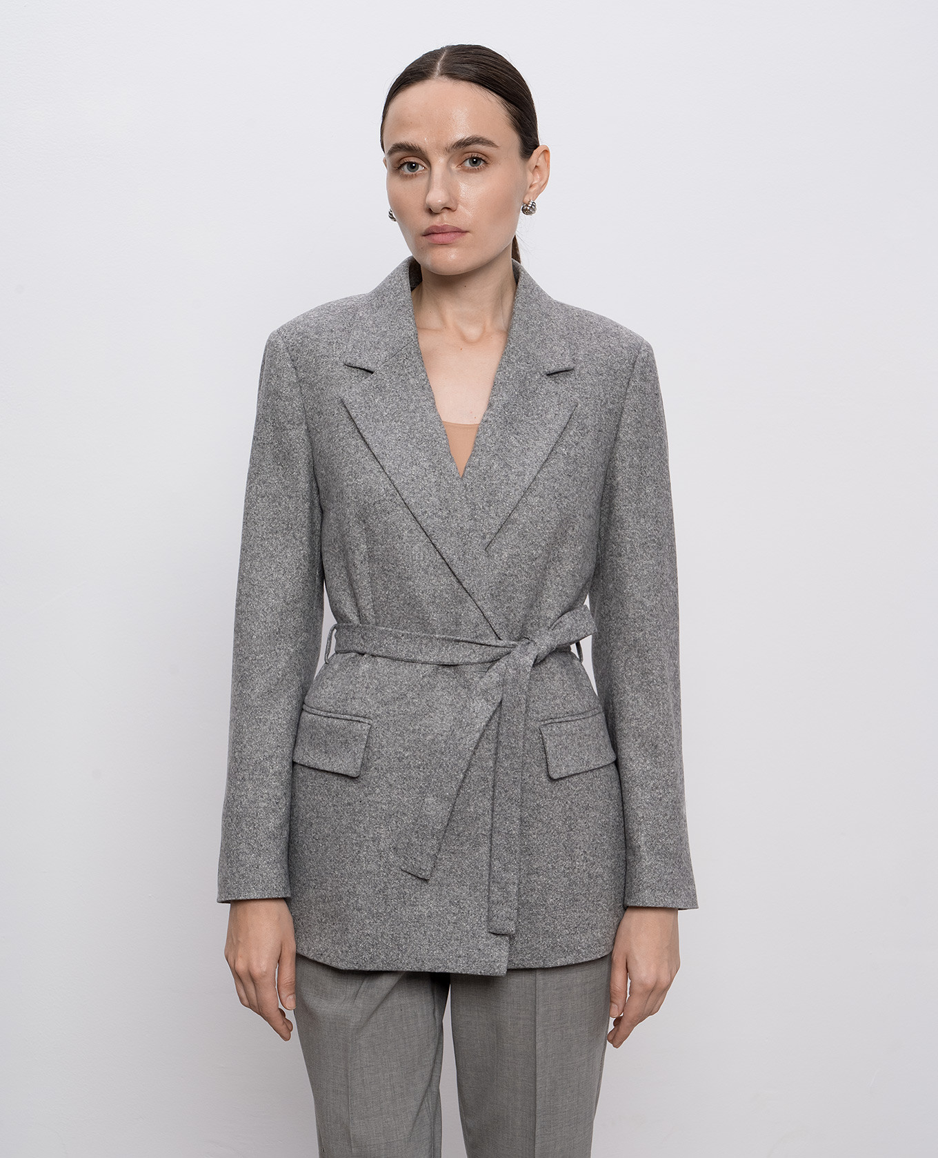 

Gray double-breasted jacket with wool and silk Peserico, Grey