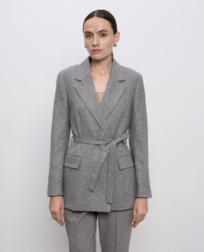 Peserico Gray double-breasted jacket with wool and silk S01700A00770