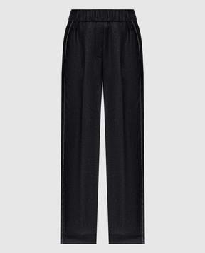 Peserico Gray wool pants with monil chain P04151D03359