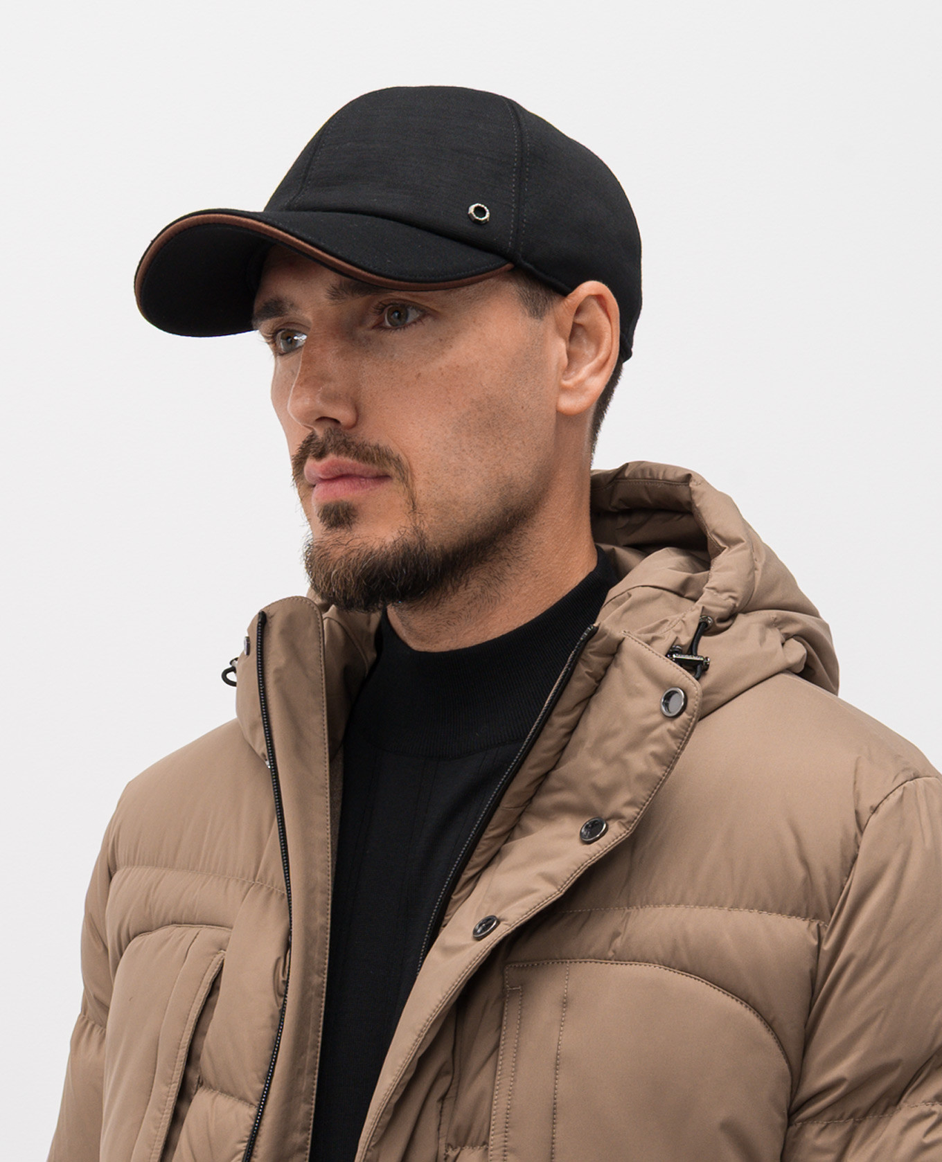 

Black wool cap with logo Stefano Ricci