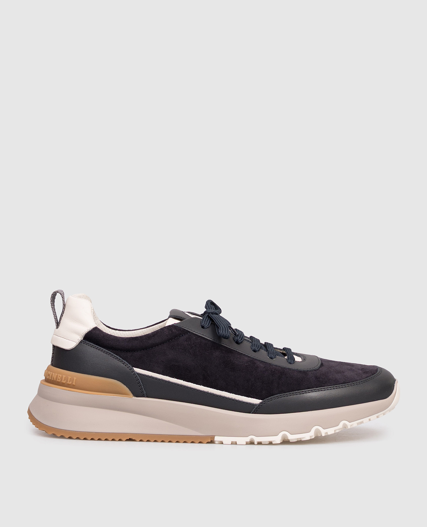 Blue suede sneakers with logo Brunello Cucinelli