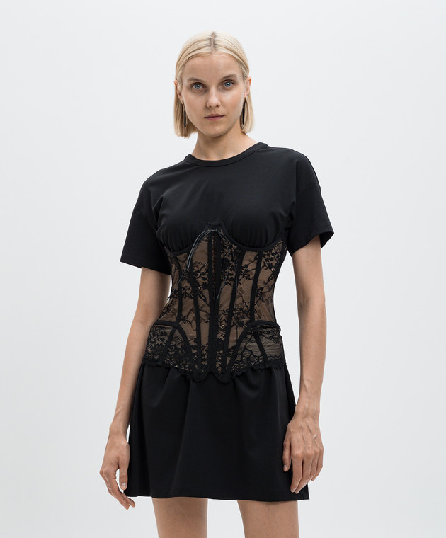Giuseppe Di Morabito Milano - Black t-shirt dress with sewn lace corset 03PFDR41603322 - shop with Estonia delivery at Symbol Giuseppe Di Morabito Milano - Black t-shirt dress with sewn lace corset 03PFDR41603322 - shop with Estonia delivery at Symbol