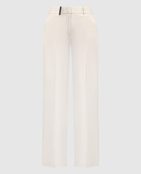 Peserico Beige flared pants with linen and lurex P0433501710