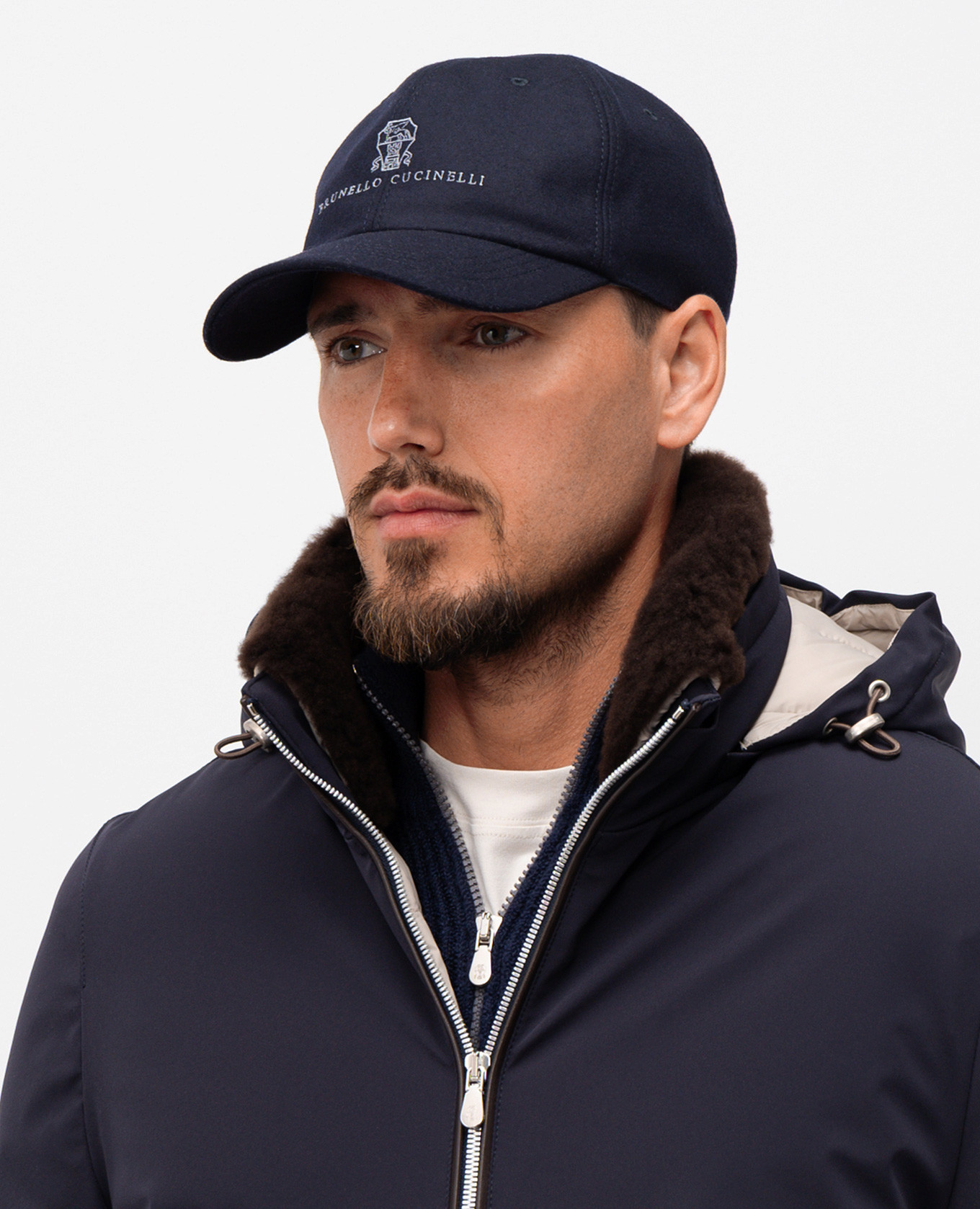 

Blue wool cap with logo embroidery Brunello Cucinelli