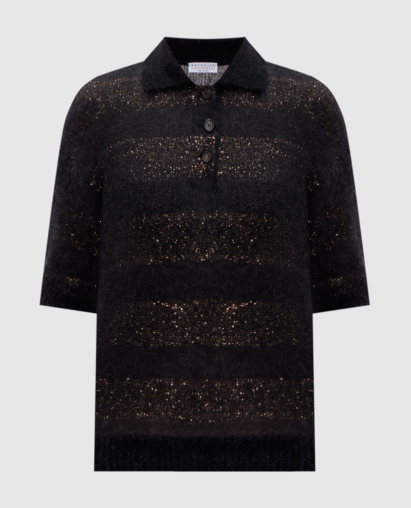 

Black jumper with wool in a stripe with sequins Brunello Cucinelli, Черный
