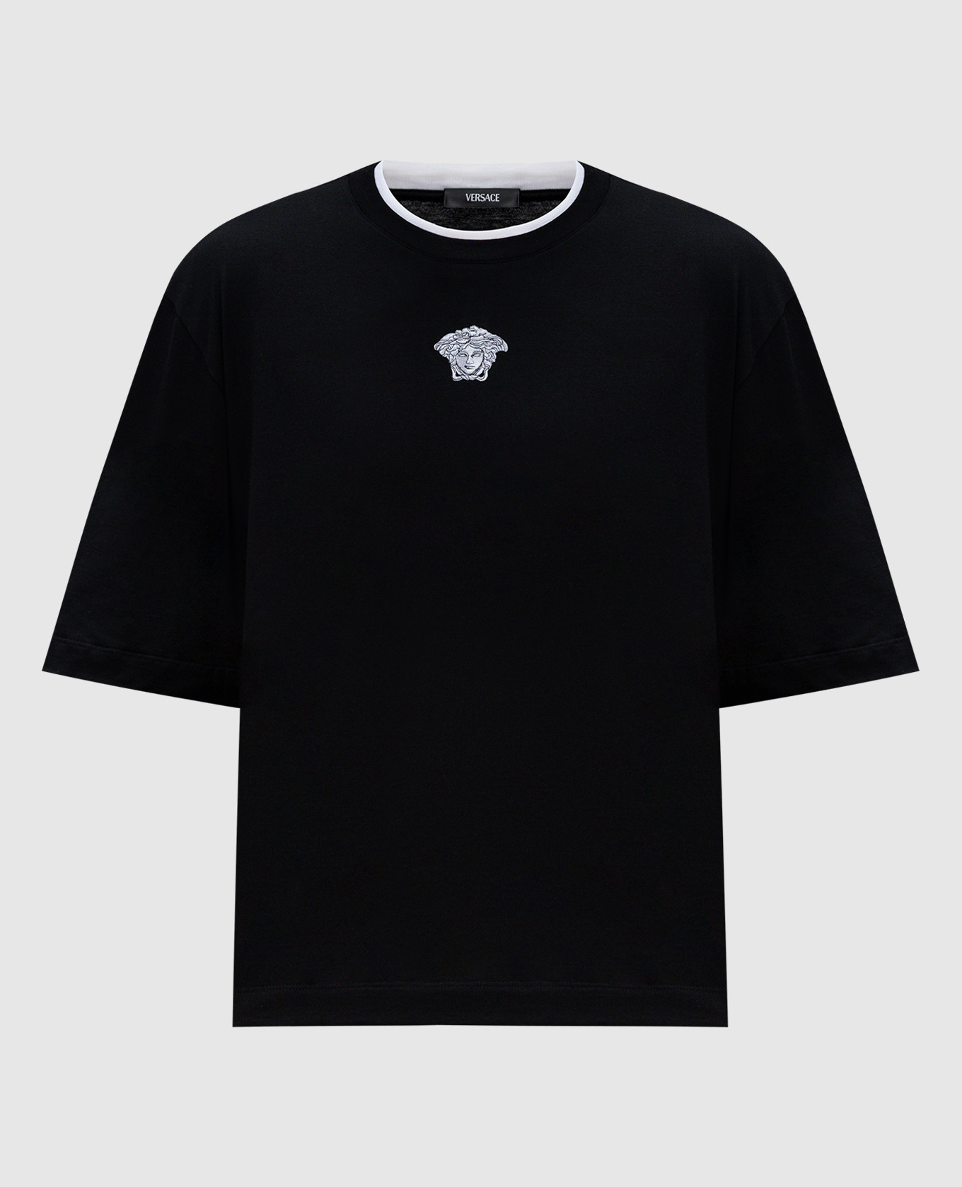 Black T-shirt with Medusa emblem embroidery Versace
