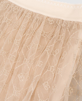 Dolce&Gabbana Children's beige skirt with DG logo L55I00FLSLY
