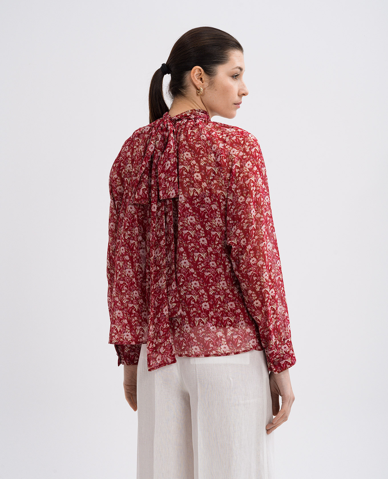 

Burgundy PANIA blouse made of silk with floral print Max Mara