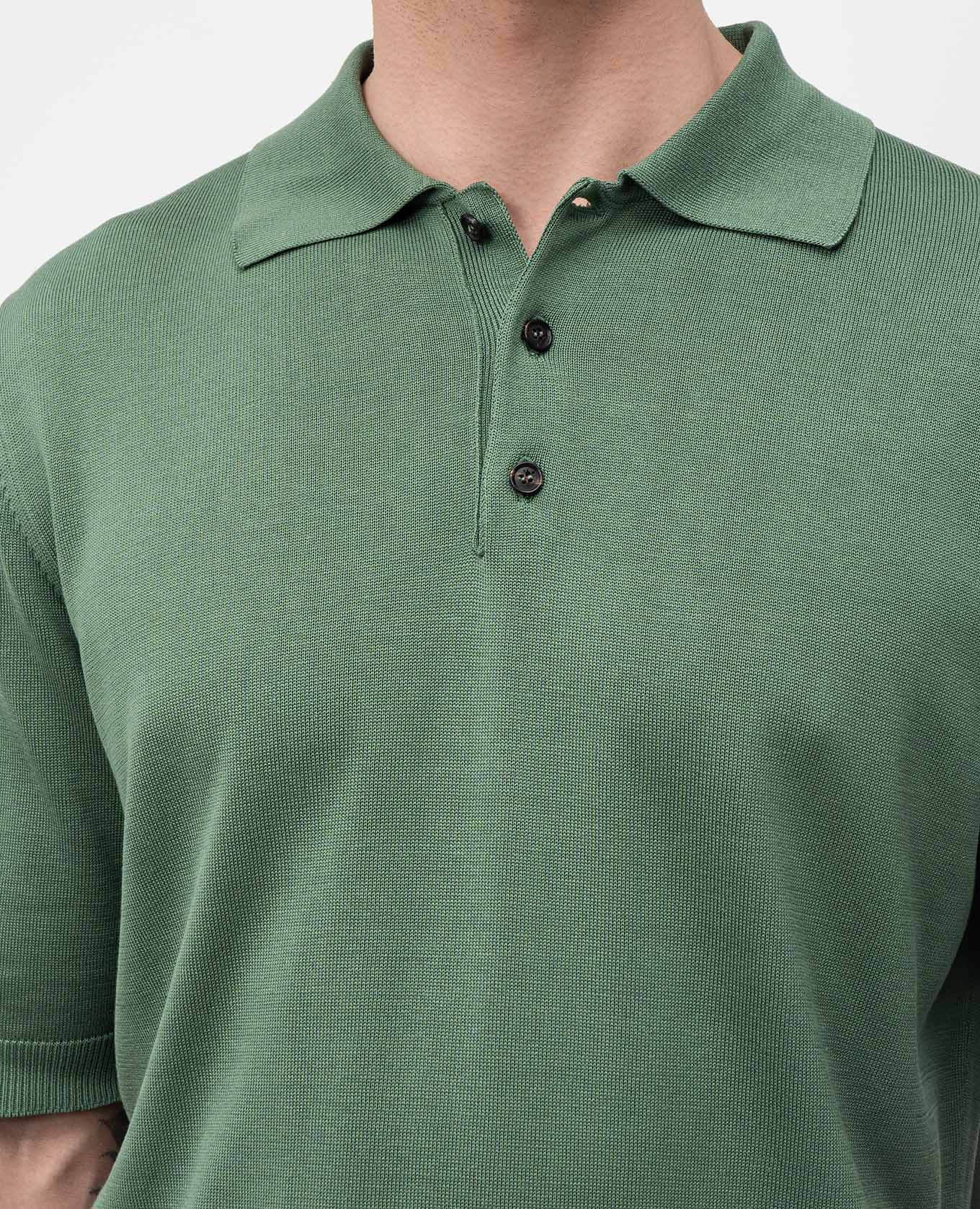 

Green silk polo shirt with logo emblem ISAIA