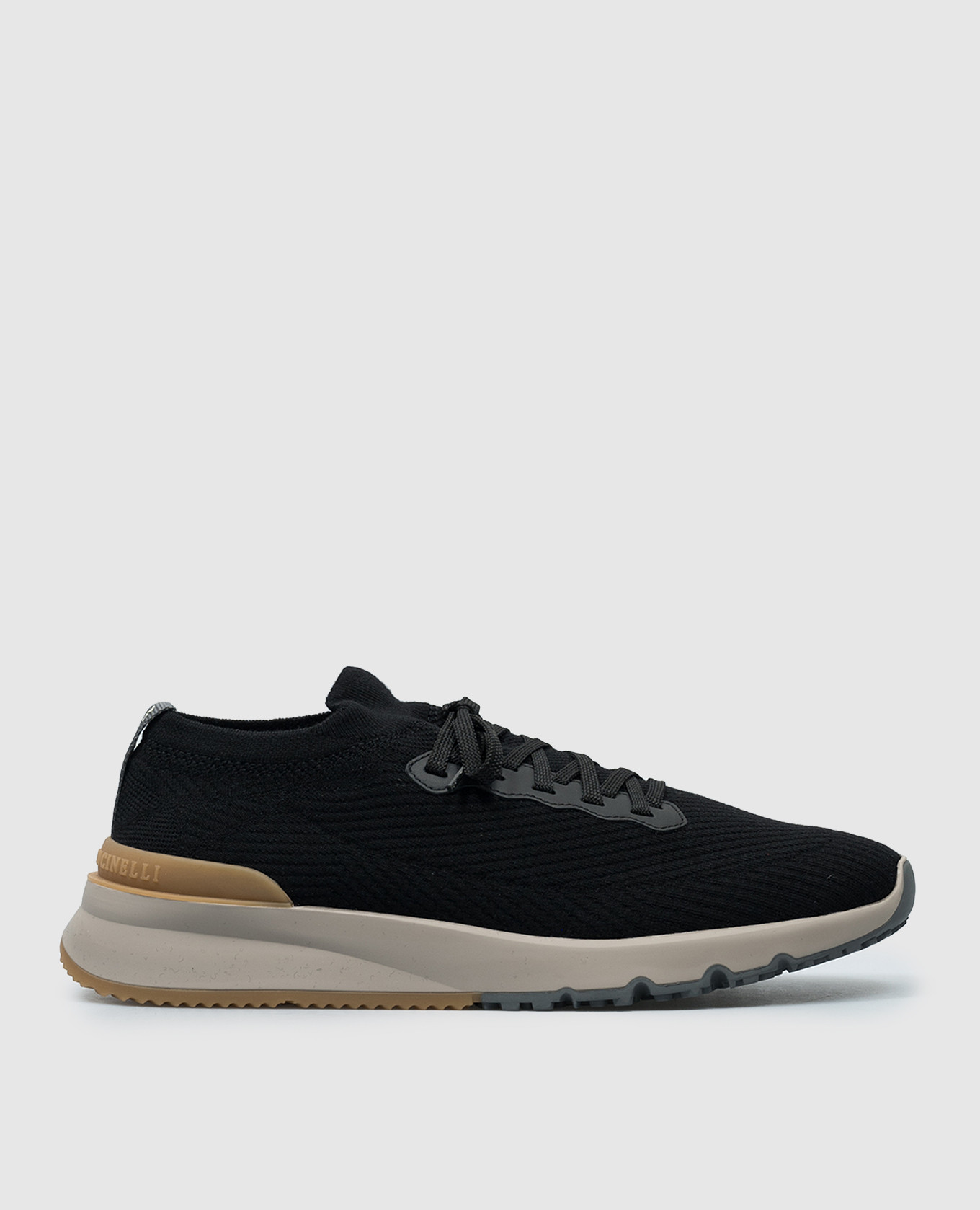 Black sneakers with textured logo brunello cucinelli