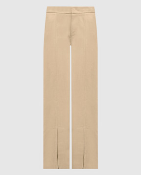 Twinset Beige linen pants with slits 241TP2562