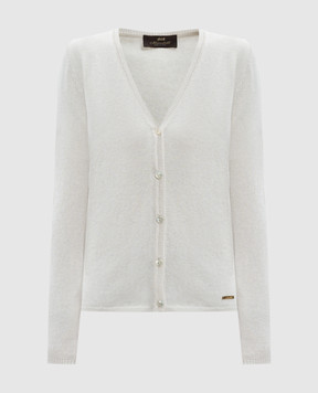 Enrico Mandelli White cashmere cardigan with logo A9KD725519