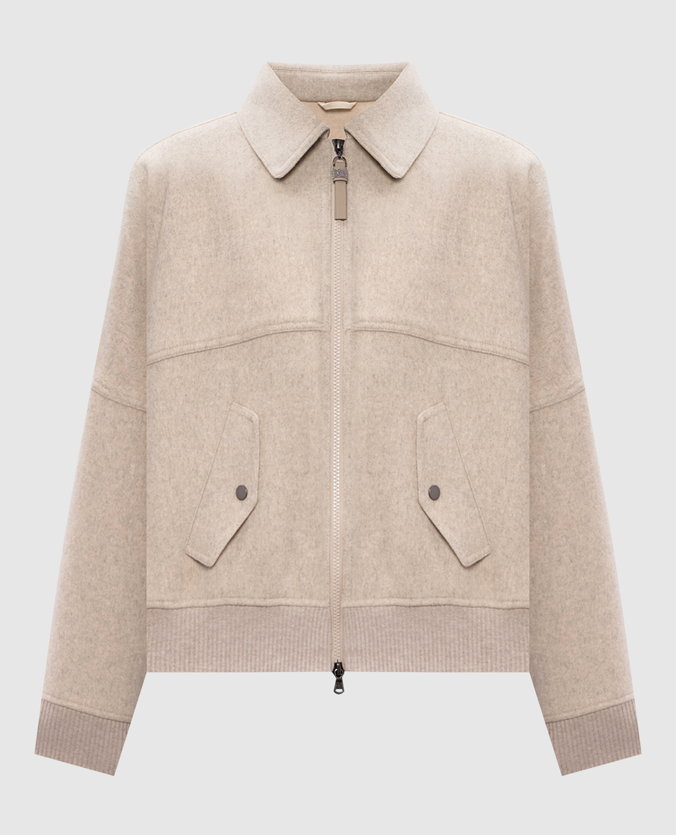 

Beige wool and cashmere jacket with monil chain Brunello Cucinelli