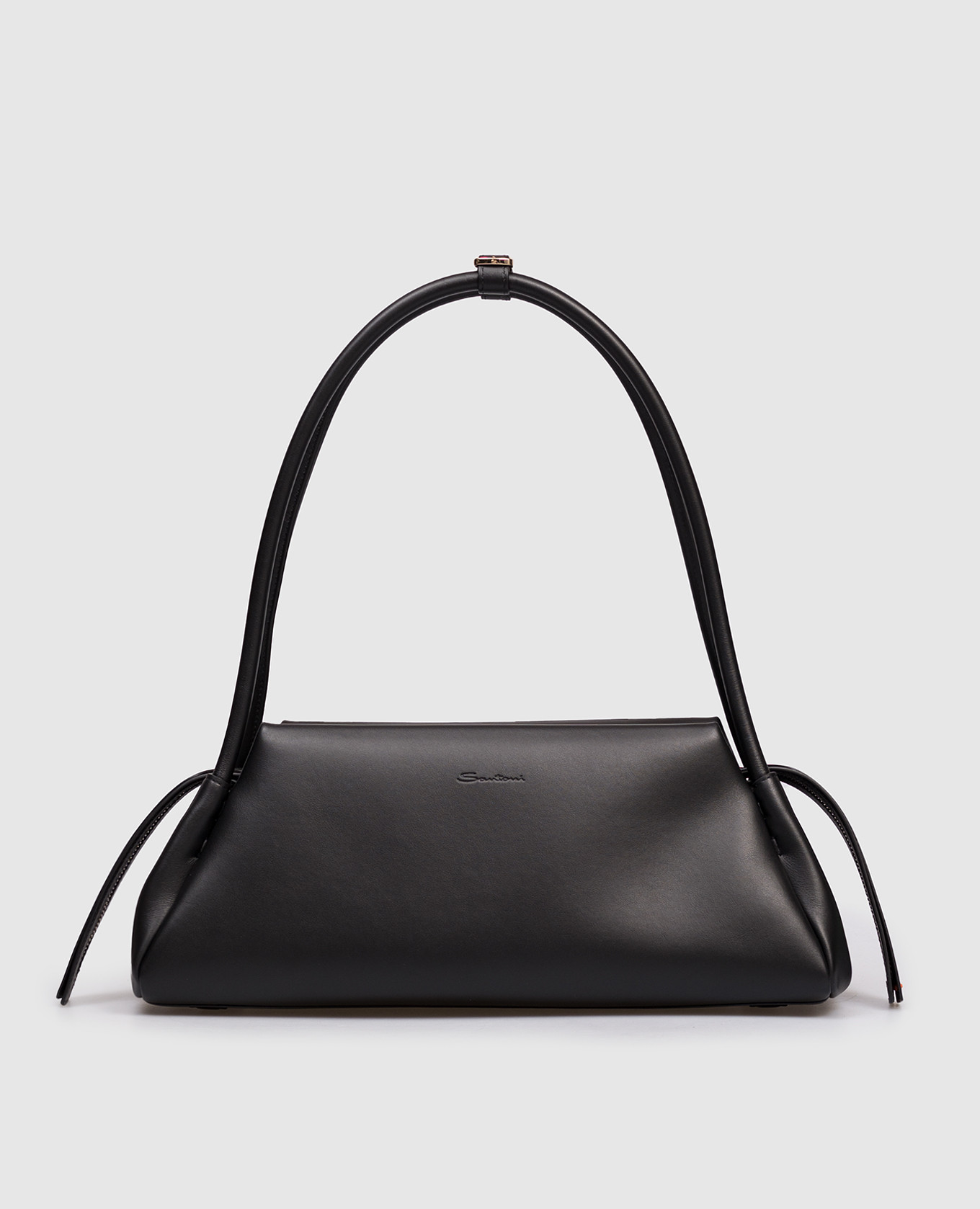 

Black leather bag with logo Santoni