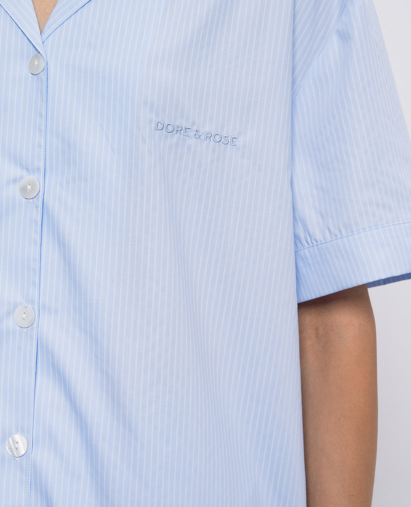 

Blue striped pajama shirt with logo Dore & Rose, Light blue