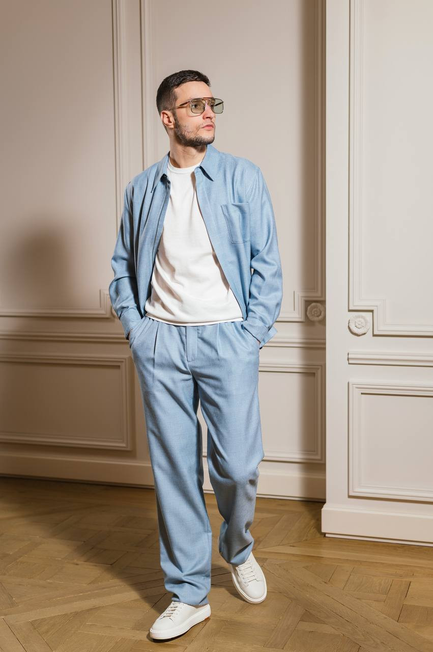 

Blue silk and wool pants Agnona, Light blue