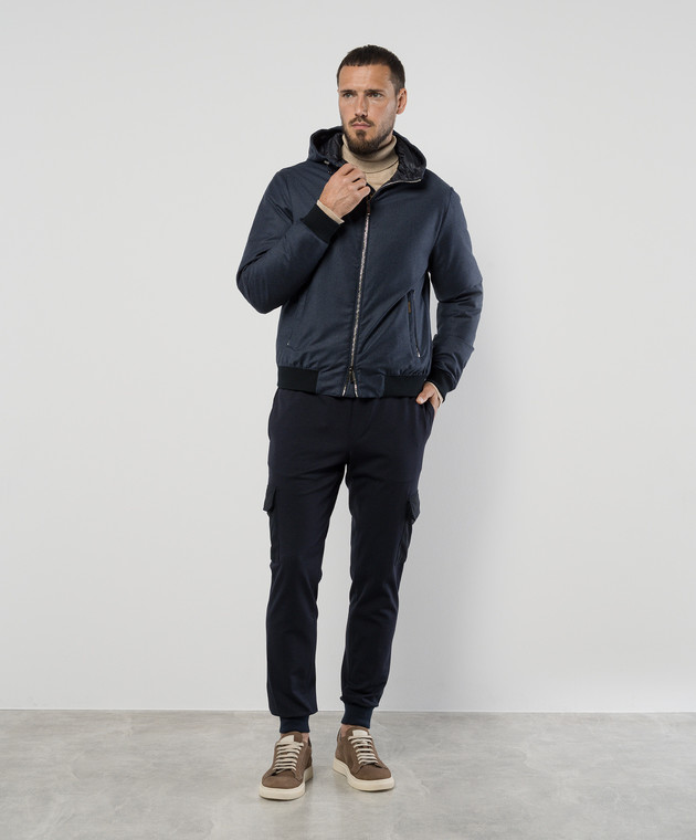 【送料&関税込】Moorer Dark Blue Wool Down Jacket MooRER - Blue down jacket made of wool and cashmere ONIROLL