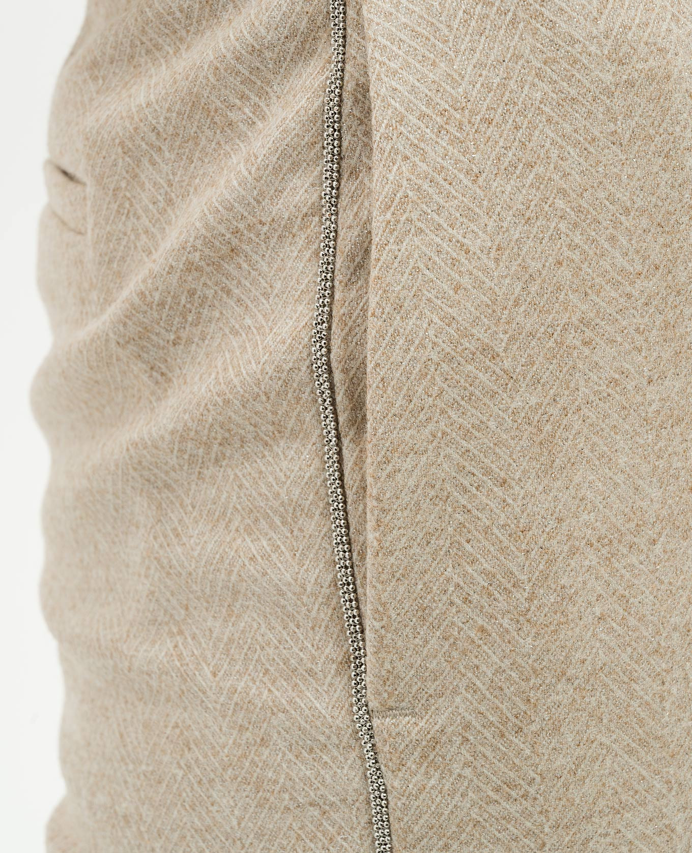

Beige wool and lurex pants with monil chain Peserico