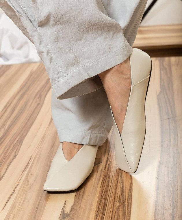 Jil Sander - Beige leather ballet flats J57WZ0001P6521 - shop with