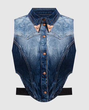 Versace Jeans Couture Blue distressed denim vest with logo 76HAM257DW009M31