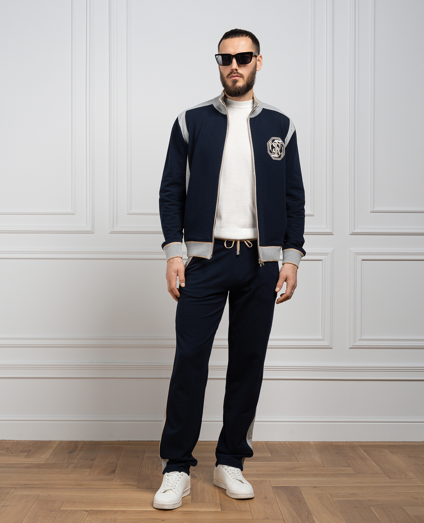 

Blue sweatpants with monogram logo embroidery Stefano Ricci