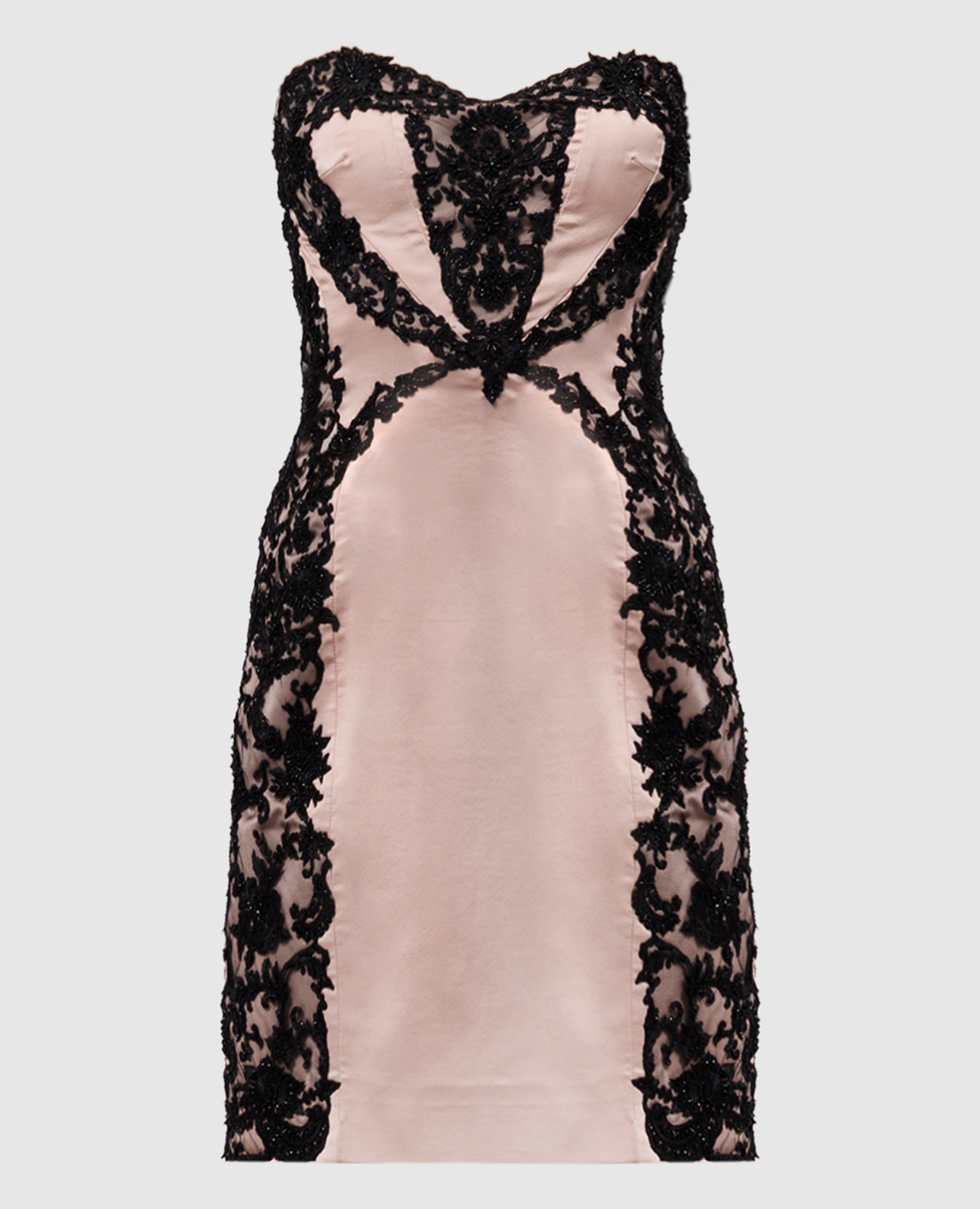 

Beige silk dress with lace Pavoni