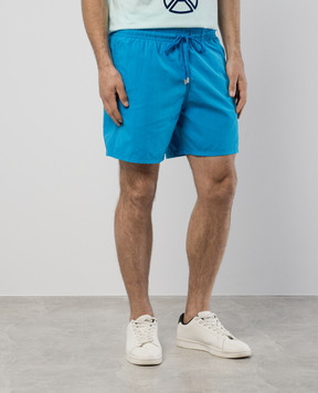 Vilebrequin Blue Moorea swim shorts with embroidery MOOAD109