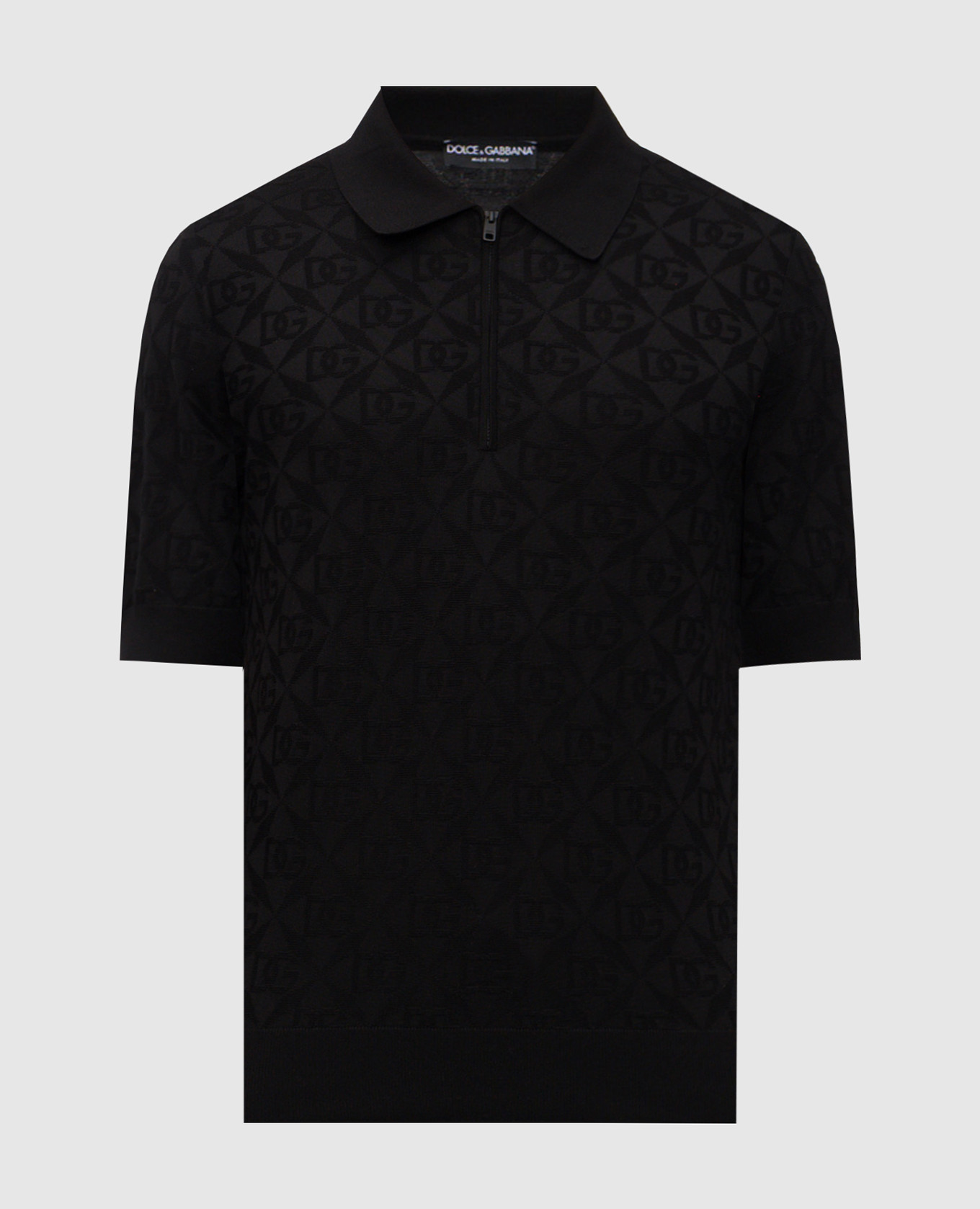 

Black silk polo with woven pattern Dolce&Gabbana