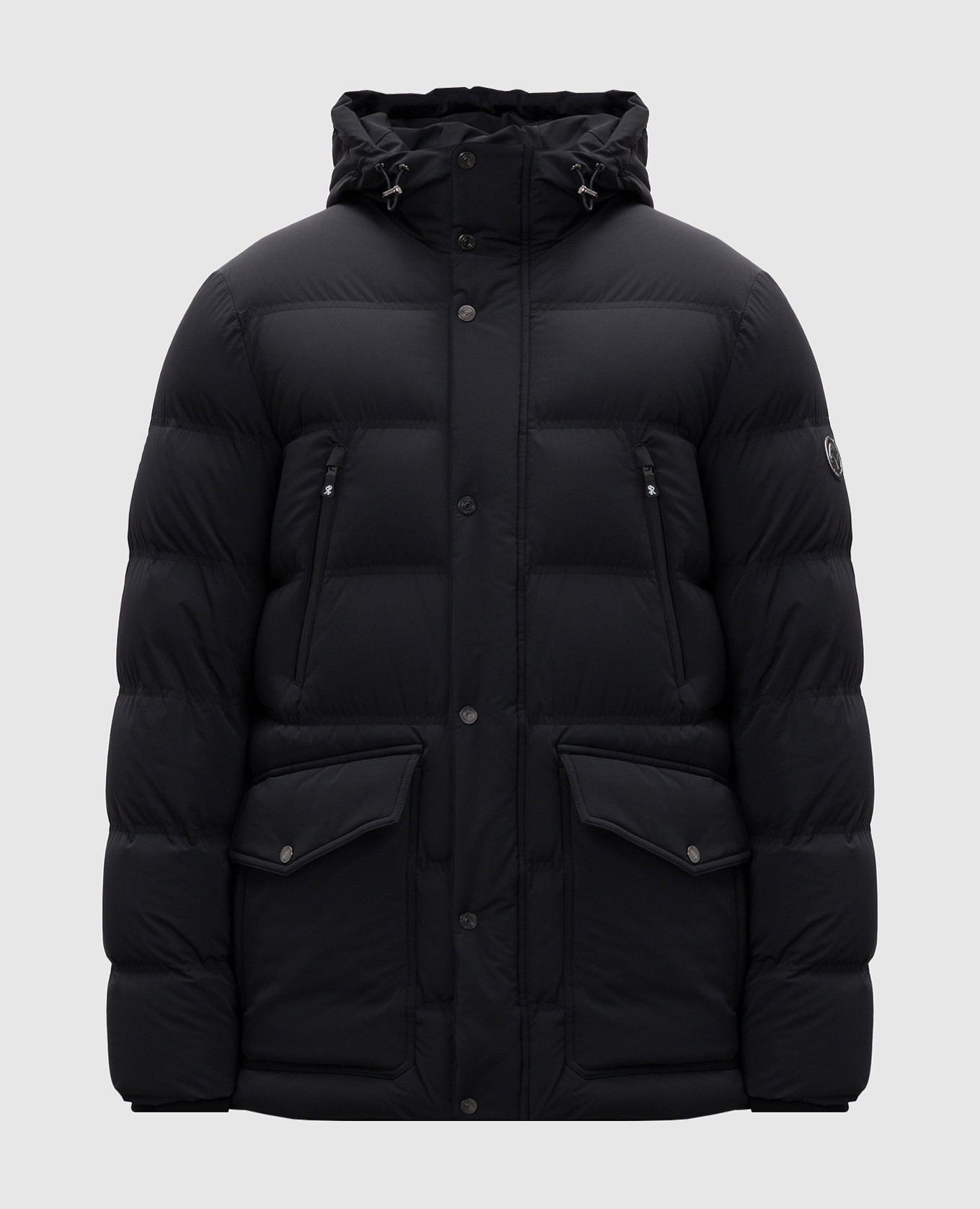 

Black puffer jacket with logo patch Stefano Ricci