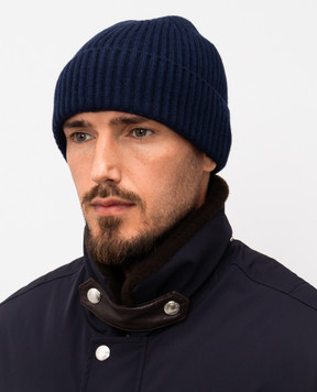 Brunello Cucinelli Blue cashmere hat with lapel M2293900
