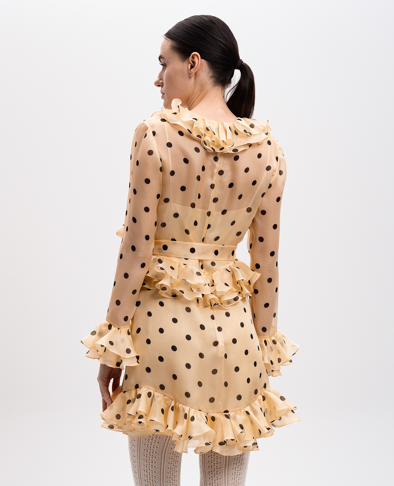 Beige silk mini dress with peas Valentino 4