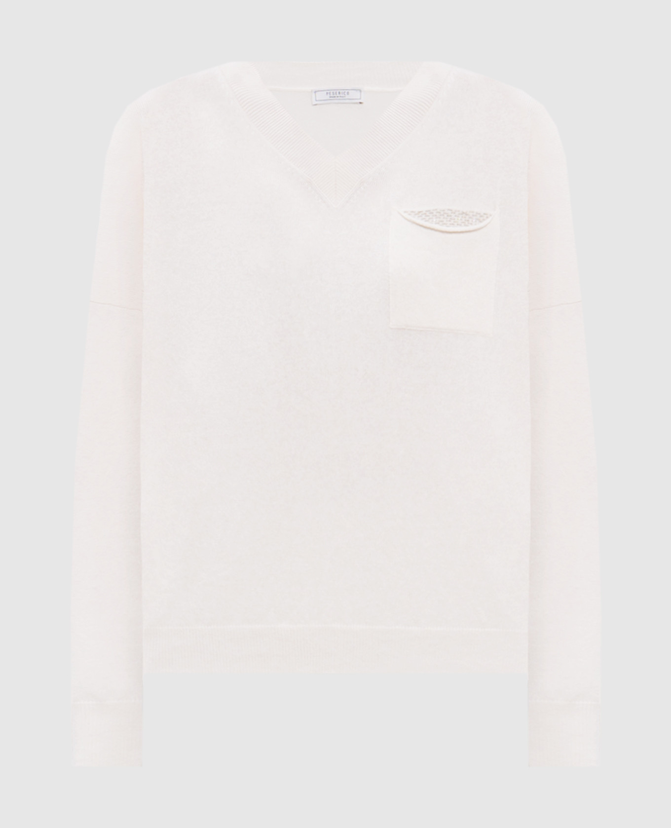 

Beige wool, silk and cashmere pullover with monil chain Peserico