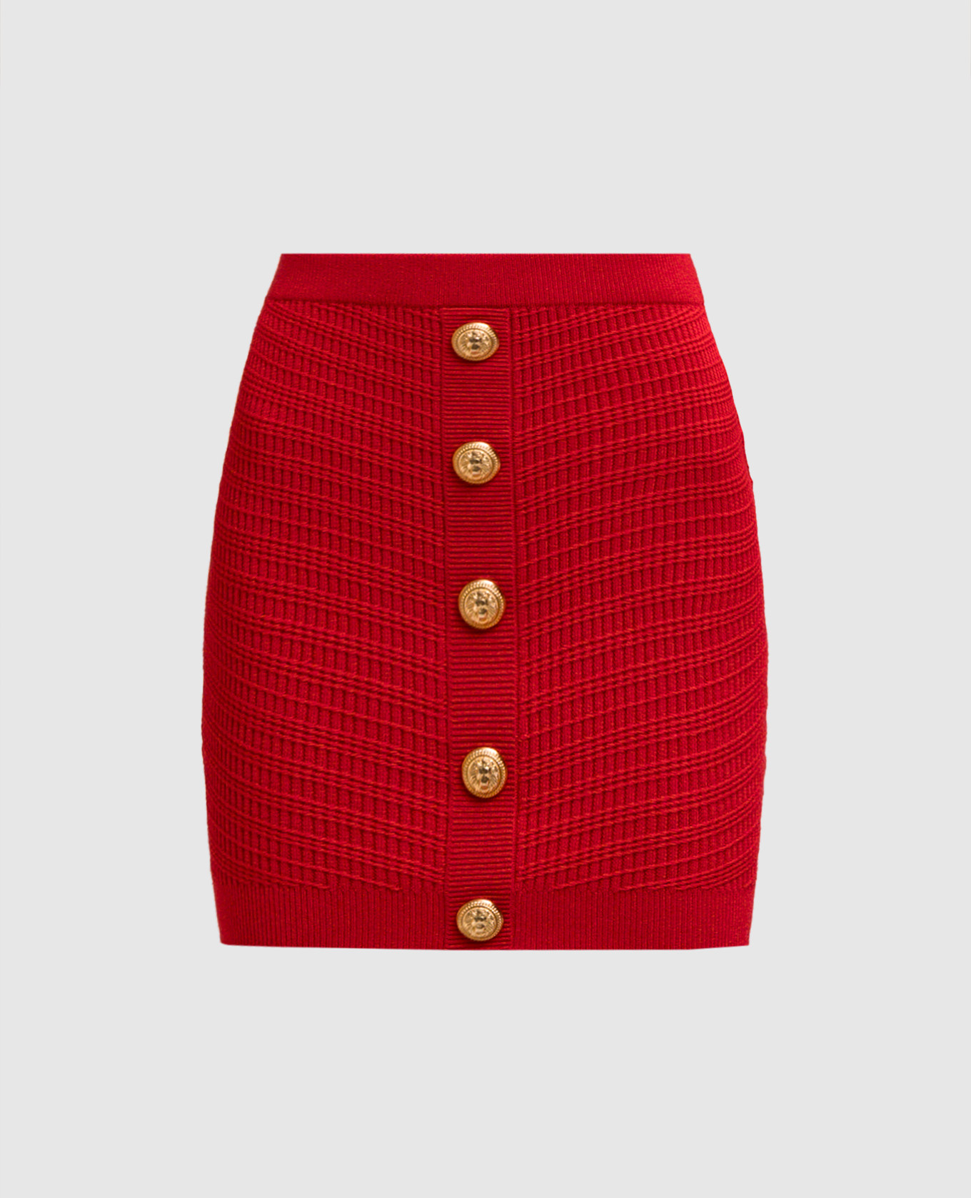 Red mini skirt with pattern Balmain