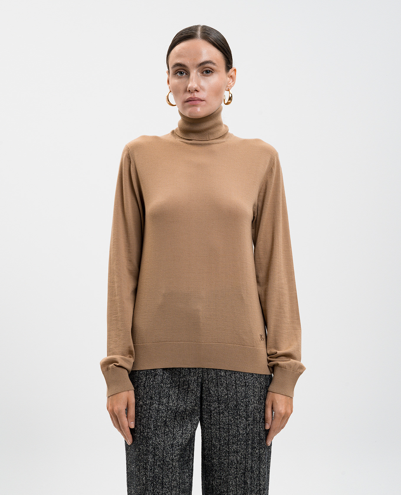 

Brown cashmere turtleneck with DG monogram Dolce&Gabbana