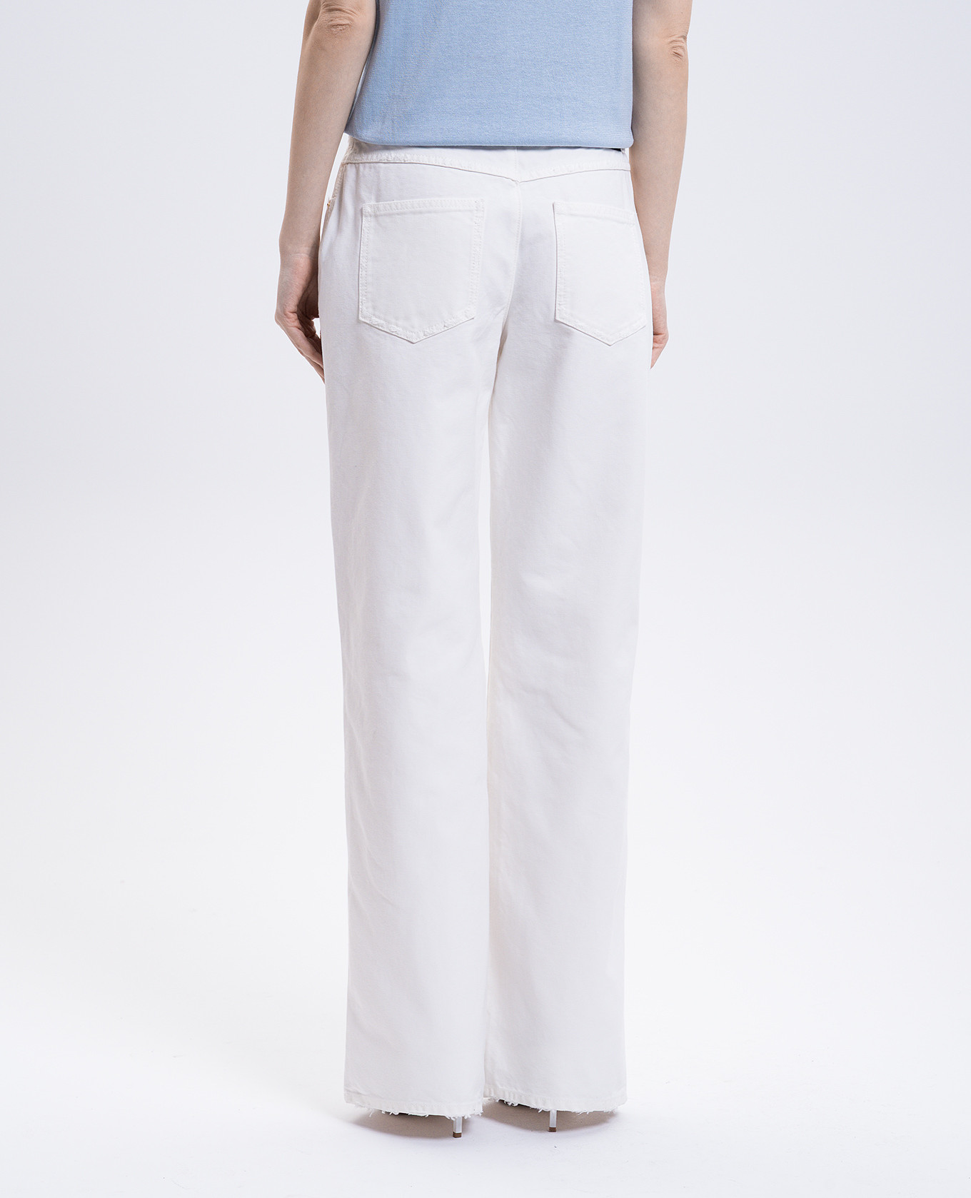 

White jeans with logo patch Balmain