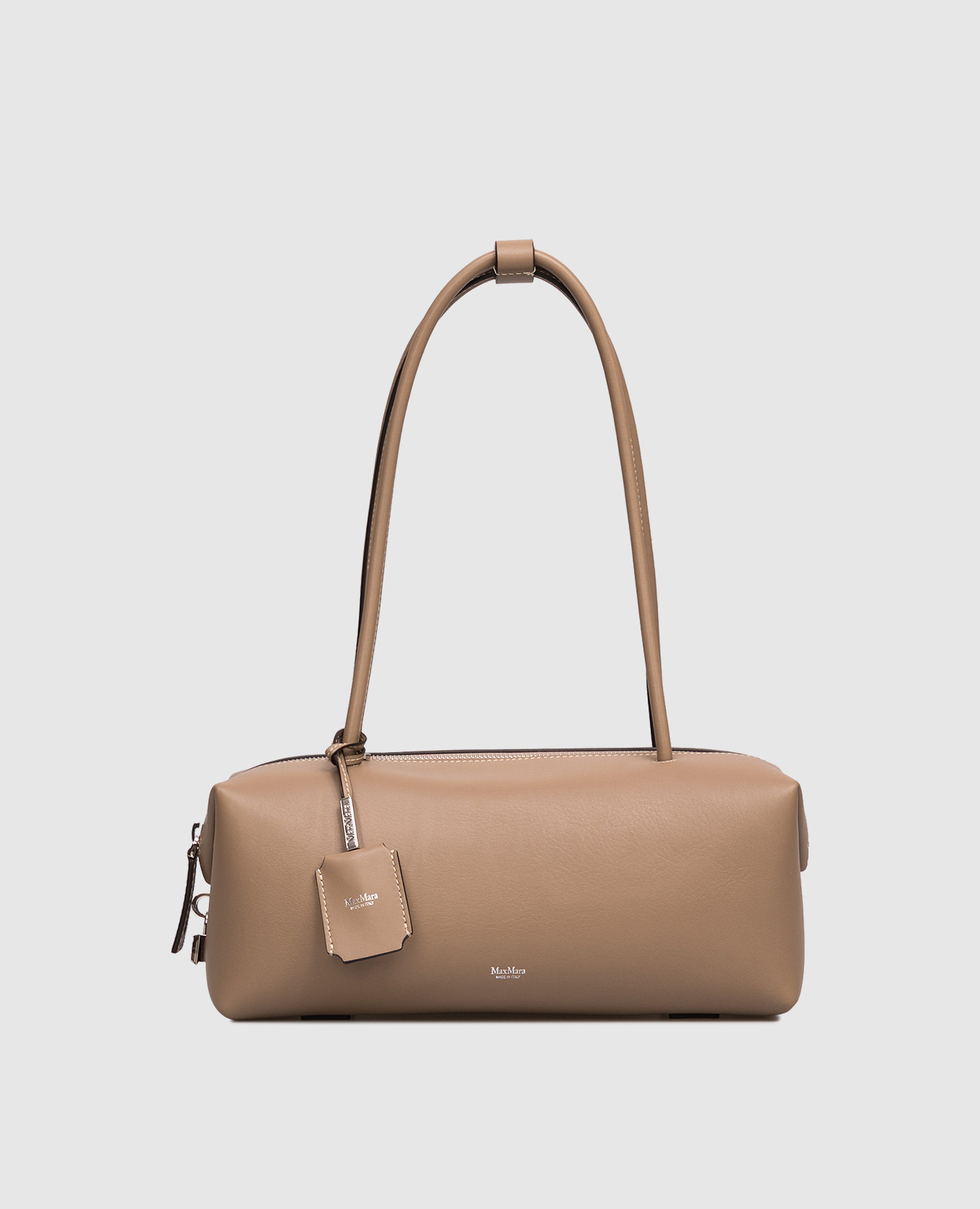 Beige leather baguette bag HOLDALLSTRING Max Mara
