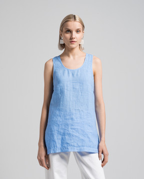 ANNECLAIRE Blue linen top D0688405