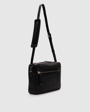 Tom Ford Black leather bag with logo print H0668LCL213S